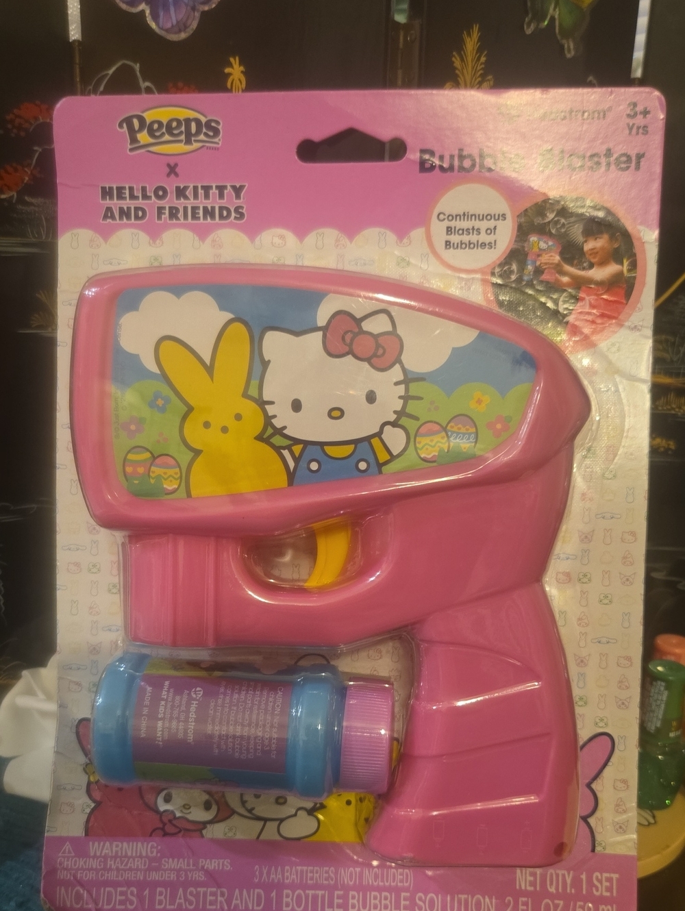 Hello Kitty Pink Bubble Blaster Toy with Blue Bubble Solution